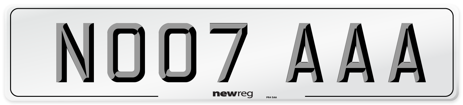 NO07 AAA Number Plate from New Reg